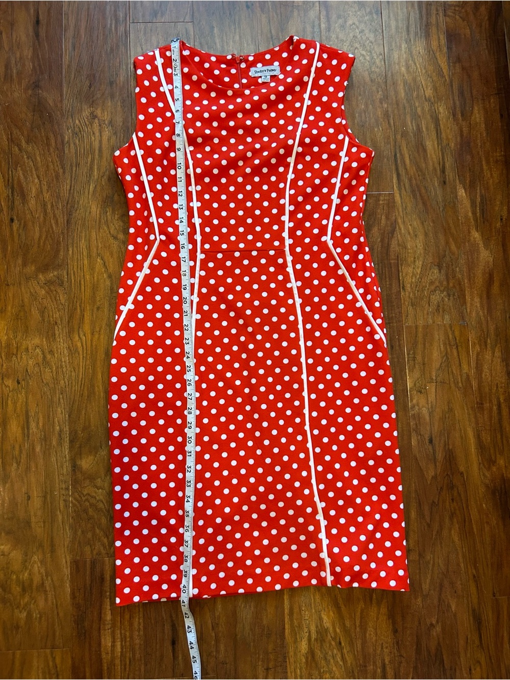Red  and White Polka Dot Midi Dress 70s Inspired Retro Costume Modest Summer - Picture 6 of 9